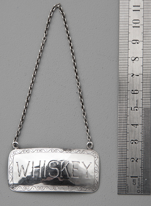 Guild of Handicraft Arts & Crafts Silver Wine Label - Whiskey